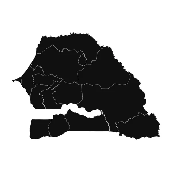 Περίληψη Σενεγάλη Silhouette Λεπτομερής Χάρτης — Διανυσματικό Αρχείο