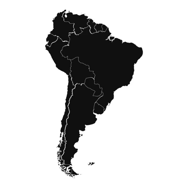 Abstract Zuid Amerika Silhouet Gedetailleerde Kaart — Stockvector