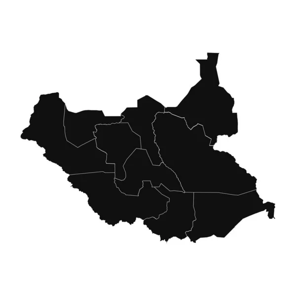 Resumen Sudán Del Sur Silueta Mapa Detallado — Archivo Imágenes Vectoriales