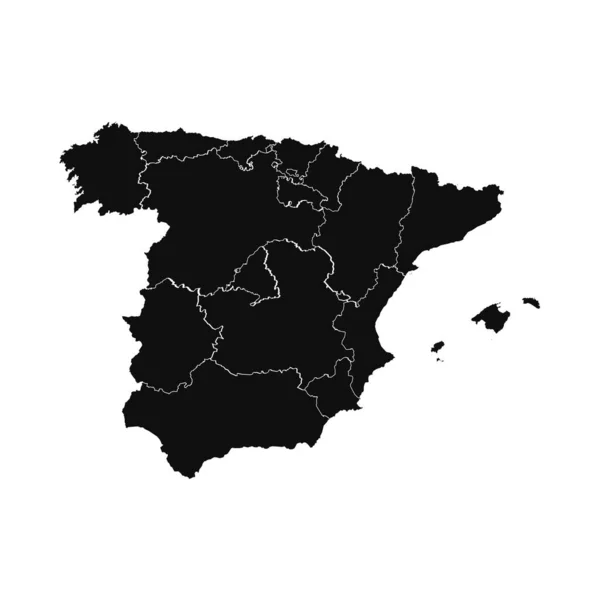Resumen España Silhouette Mapa Detallado — Vector de stock