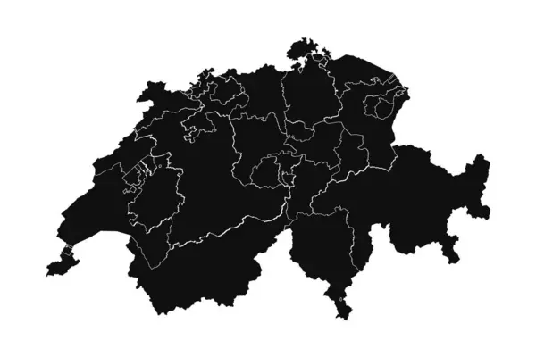 Sammanfattning Schweiz Silhuett Detaljerad Karta — Stock vektor