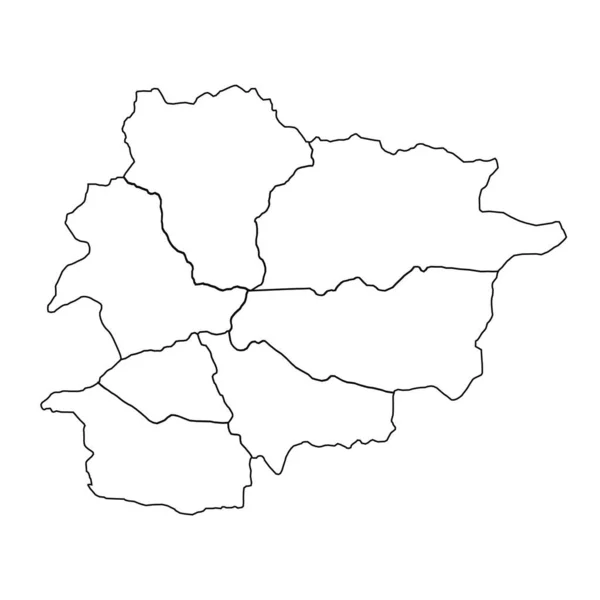 Skizze Von Andorra Mit Staaten Und Städten — Stockvektor
