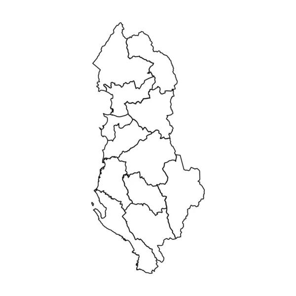 Bosquejo Mapa Albania Con Estados Ciudades — Vector de stock