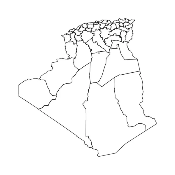 Mapa Esboço Argélia Com Estados Cidades — Vetor de Stock