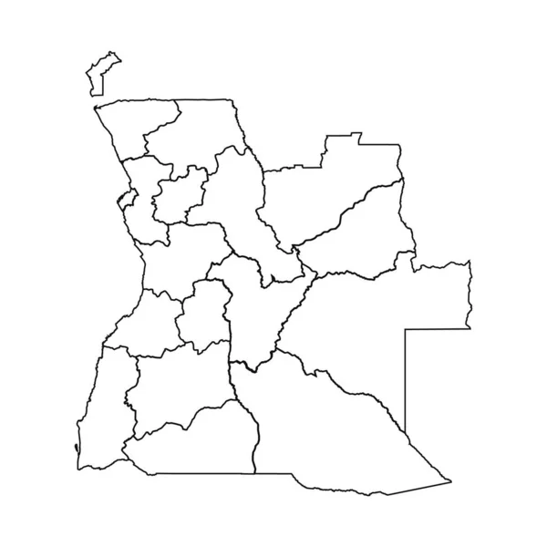 Bosquejo Mapa Angola Con Estados Ciudades — Archivo Imágenes Vectoriales