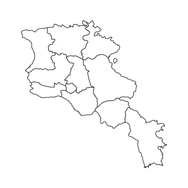 Bosquejo Mapa Armenia Con Estados Ciudades — Vector de stock
