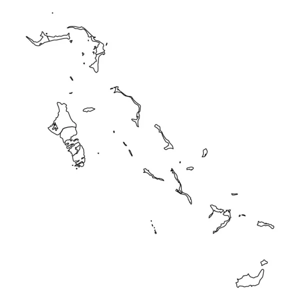 Outline Sketch Mappa Bahamas Con Stati Città — Vettoriale Stock