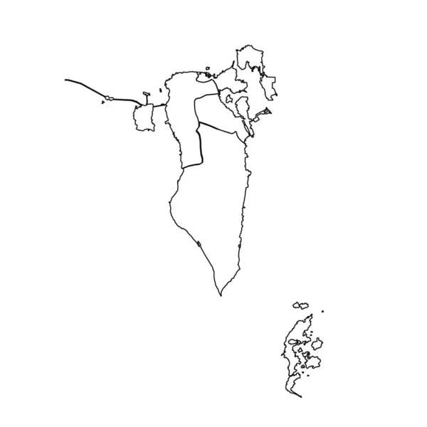 Bosquejo Del Mapa Bahréin Con Estados Ciudades — Vector de stock
