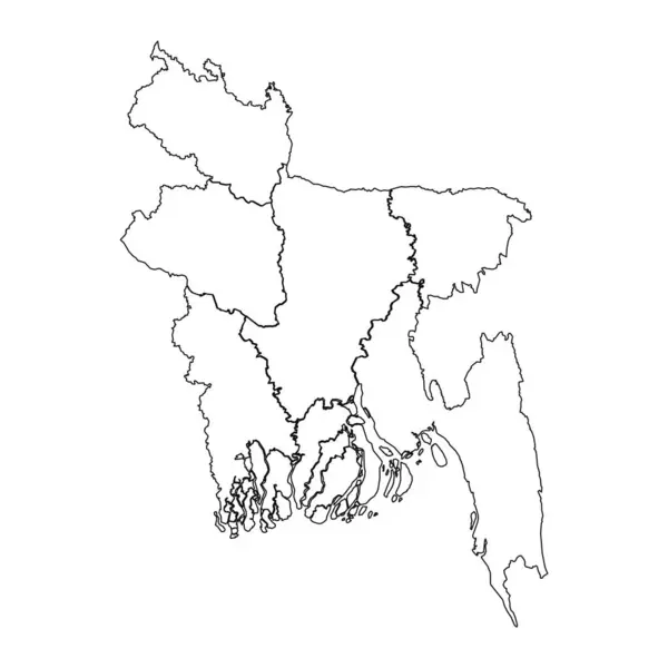 Mapa Esboço Esboço Bangladesh Com Estados Cidades —  Vetores de Stock