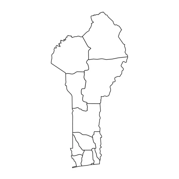 Bosquejo Mapa Benín Con Estados Ciudades — Archivo Imágenes Vectoriales