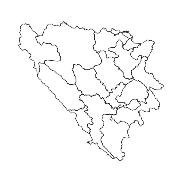 Obrys Mapy Bosny Hercegoviny Státy Městy — Stockový vektor