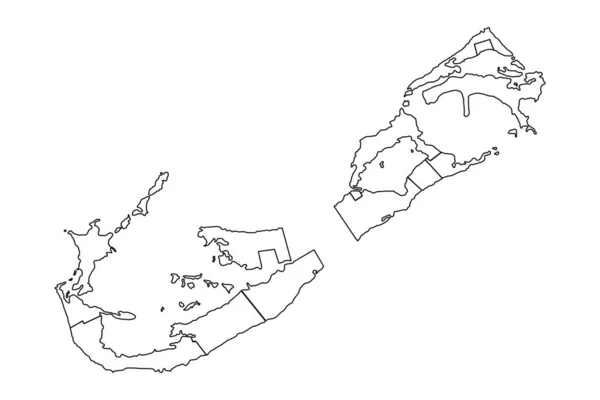 州と都市とのバミューダの概要スケッチマップ — ストックベクタ