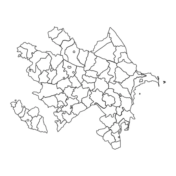 Obrys Mapa Ázerbájdžánu Státy Městy — Stockový vektor