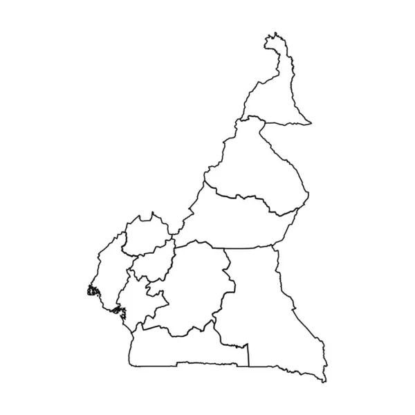 Peta Sketch Kamerun Dengan Negara Bagian Dan Kota - Stok Vektor