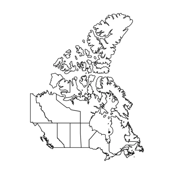 Obrys Mapa Kanady Státy Městy — Stockový vektor