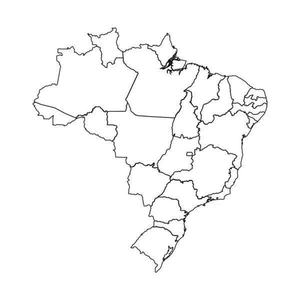 Bosquejo Del Mapa Brasil Con Estados Ciudades — Archivo Imágenes Vectoriales