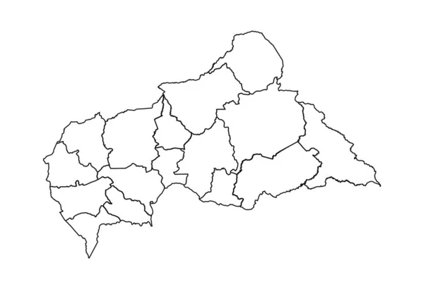 Obrys Mapa Středoafrické Republiky Státy Městy — Stockový vektor