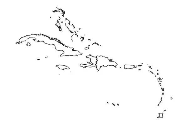 Overzicht Van Caraïbische Kaart Met Staten Steden — Stockvector