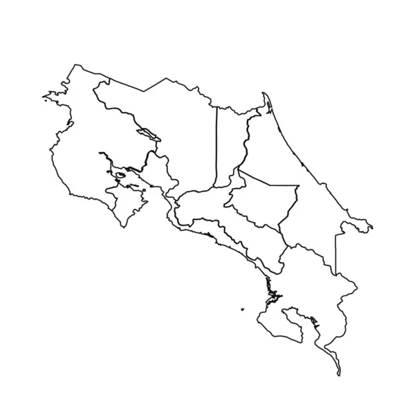 アウトライン スケッチ コスタリカの州と都市のマップ — ストックベクタ