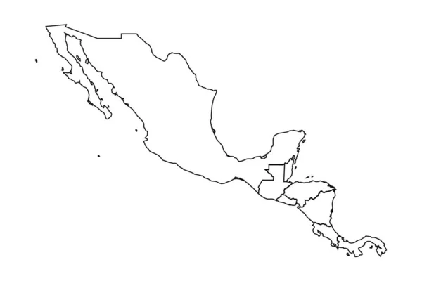 Карта Набросков Центральной Америки Странами — стоковый вектор