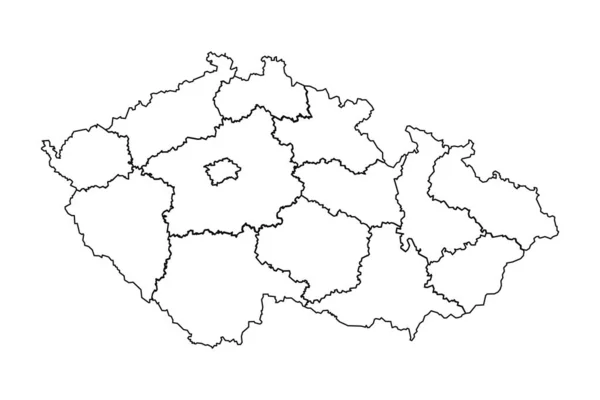 Skizze Der Tschechischen Republik Mit Staaten Und Städten — Stockvektor