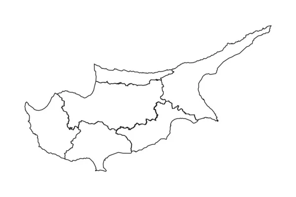 Mapa Esboço Chipre Com Estados Cidades —  Vetores de Stock