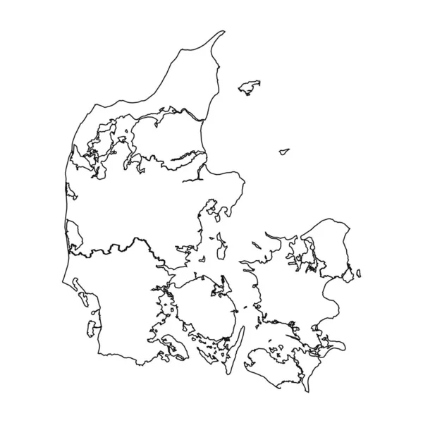 Bosquejo Mapa Dinamarca Con Estados Ciudades — Archivo Imágenes Vectoriales