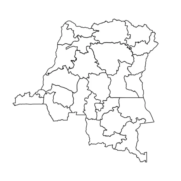 Mapa Esboço República Democrática Congo Com Estados Cidades — Vetor de Stock