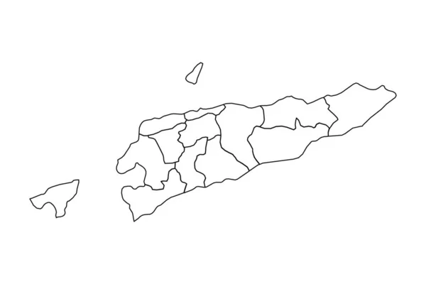 Skiss Karta Över Östtimor Med Stater Och Städer — Stock vektor
