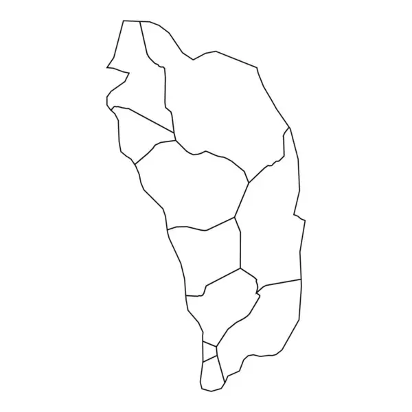 Skizze Von Dominica Mit Staaten Und Städten — Stockvektor