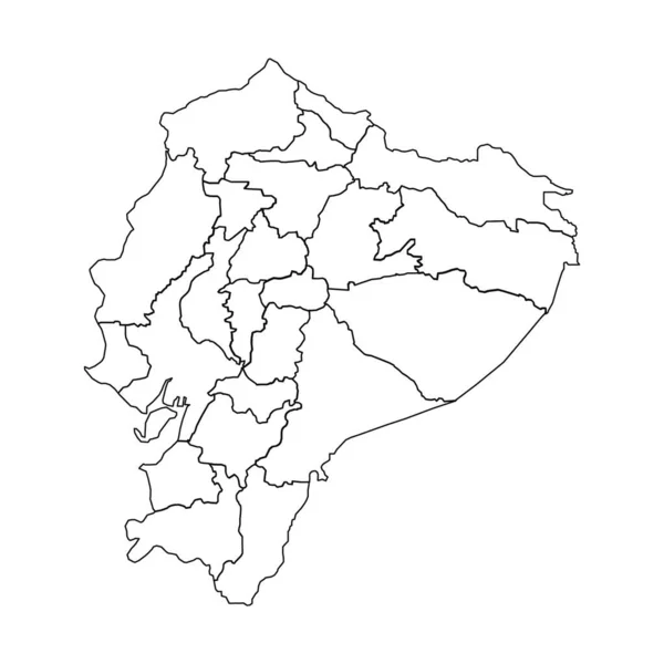 Obrys Mapa Ekvádoru Státy Městy — Stockový vektor