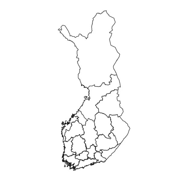 Skizze Von Finnland Mit Staaten Und Städten — Stockvektor