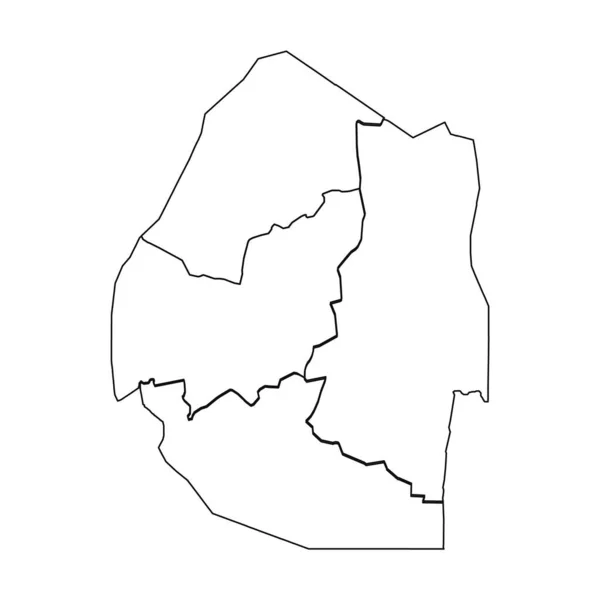 Mapa Esboço Eswatini Com Estados Cidades —  Vetores de Stock