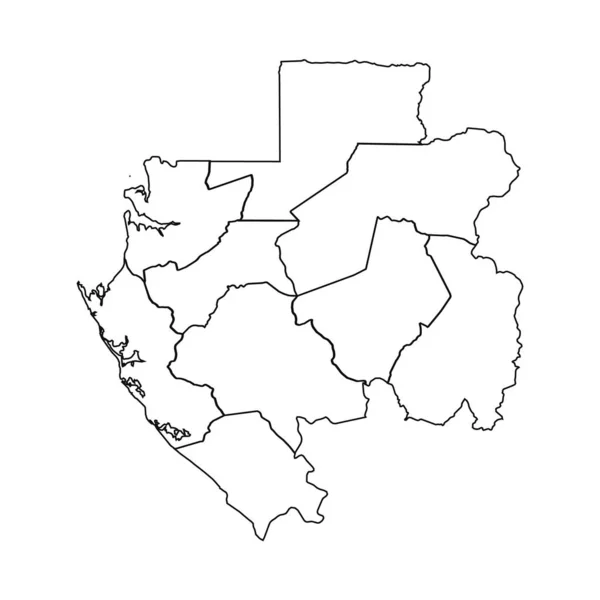Overzicht Schets Kaart Van Gabon Met Staten Steden — Stockvector