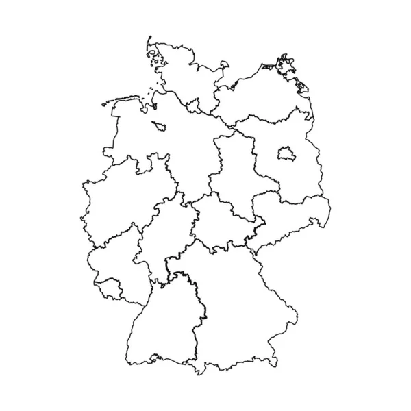アウトライン スケッチ ドイツの国と都市のマップ — ストックベクタ
