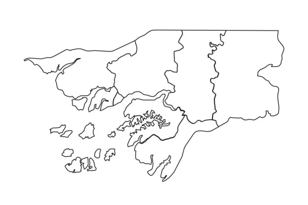 Skizze Karte Von Guinea Bissau Mit Staaten Und Städten — Stockvektor