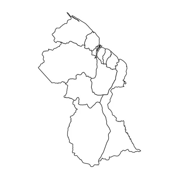 Mapa Esboço Guiana Com Estados Cidades — Vetor de Stock