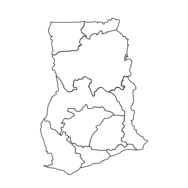 Zarys Mapy Ghany Stanami Miastami — Wektor stockowy