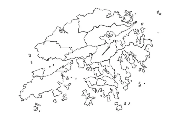 Bosquejo Del Mapa Hong Kong Con Los Estados Ciudades — Archivo Imágenes Vectoriales