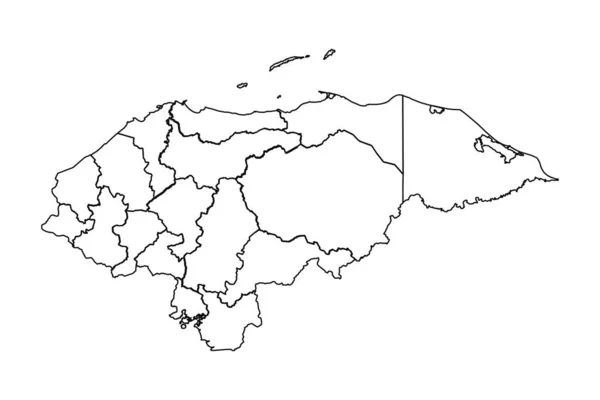 Obrys Mapa Hondurasu Státy Městy — Stockový vektor