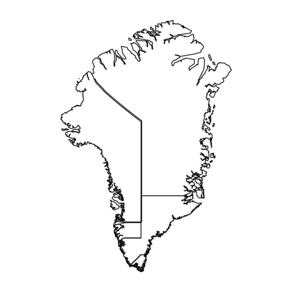 アウトライン スケッチ 州と都市とのグリーンランドの地図 — ストックベクタ
