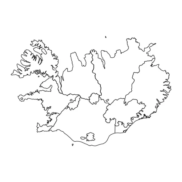 Översiktskarta Över Island Med Stater Och Städer — Stock vektor