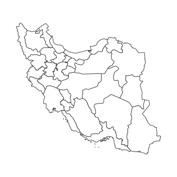 Obrys Mapa Íránu Státy Městy — Stockový vektor