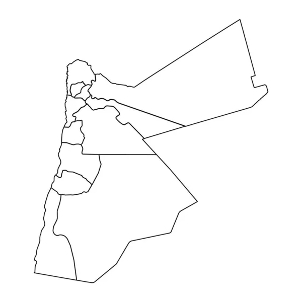 Mapa Esboço Jordânia Com Estados Cidades — Vetor de Stock