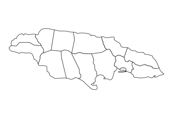 牙买加与各州和各城市的示意图 — 图库矢量图片