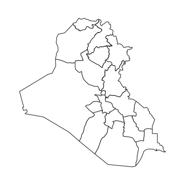 Obrys Mapa Iráku Státy Městy — Stockový vektor