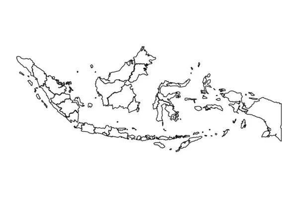 Peta Sketsa Indonesia Dengan Negara Negara Dan Kota Kota - Stok Vektor