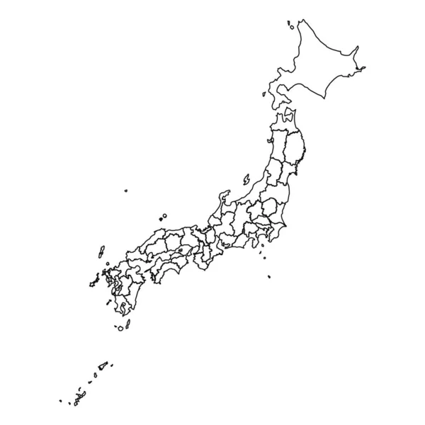 Skizze Einer Karte Japans Mit Staaten Und Städten — Stockvektor