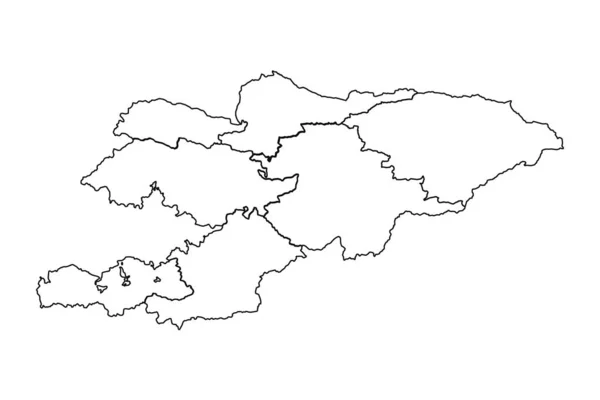 Bosquejo Del Mapa Kirguistán Con Los Estados Ciudades — Vector de stock