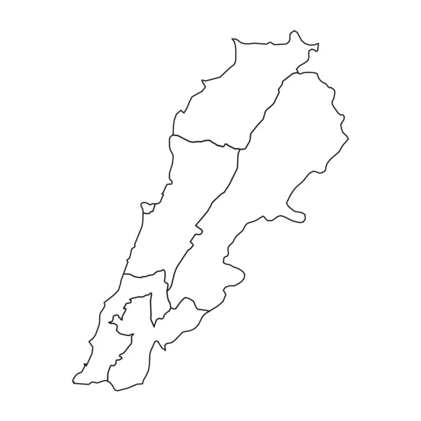 Mapa Esboço Líbano Com Estados Cidades — Vetor de Stock